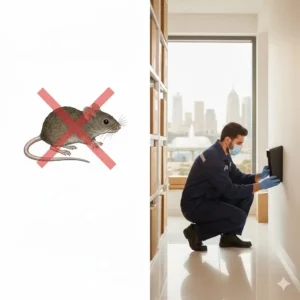 عامل يقوم بتركيب مصائد من شركة مكافحة الفئران بجدة